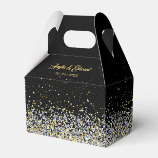 Elegante Schwarz-Gold-Gastgeschenk Hochzeit Geschenkschachtel