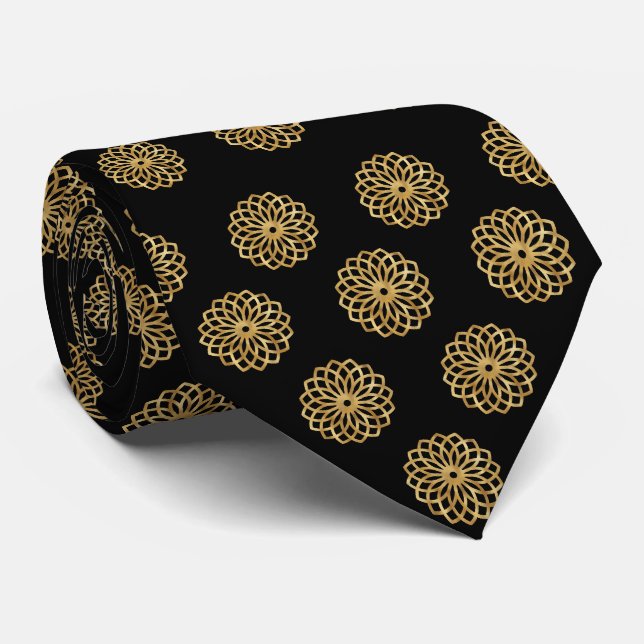 Elegante Schwarz-Gold-Glitzer-Hochzeit Krawatte (Gerollt)