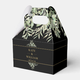 Elegante Schwarz-Gold-Grün Hochzeit Vielen Dank Geschenkschachtel
