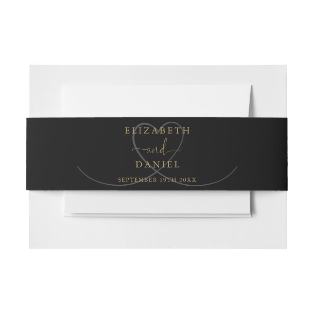 Elegante Schwarz-Gold-Hochzeit Einladungsbanderole (Vorderseite Beispiel)