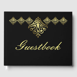 Elegante Schwarz-Gold-Hochzeit Gästebuch