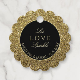 Elegante Schwarz-Gold-Hochzeit Geschenkanhänger