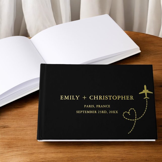 Elegante Schwarz-Gold-Hochzeit in Urlaubsort Gästebuch (Von Creator hochgeladen)