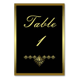 Elegante Schwarz-Gold-Hochzeit Tischnummer