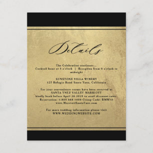 Elegante Schwarz-Gold-Hochzeitdetails - Einschließ Begleitkarte