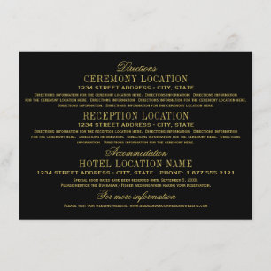 Elegante Schwarz-Gold-Hochzeiten Begleitkarte