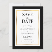 Elegante Schwarz-Gold-Hochzeiten speichern die Dat