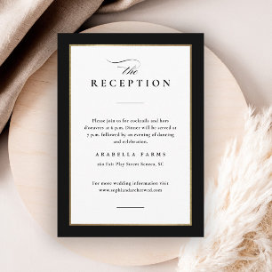 Elegante Schwarz-Gold-Hochzeitsempfehlung Begleitkarte