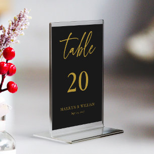 Elegante Schwarz-Gold-Hochzeitskarte - Tischnummer
