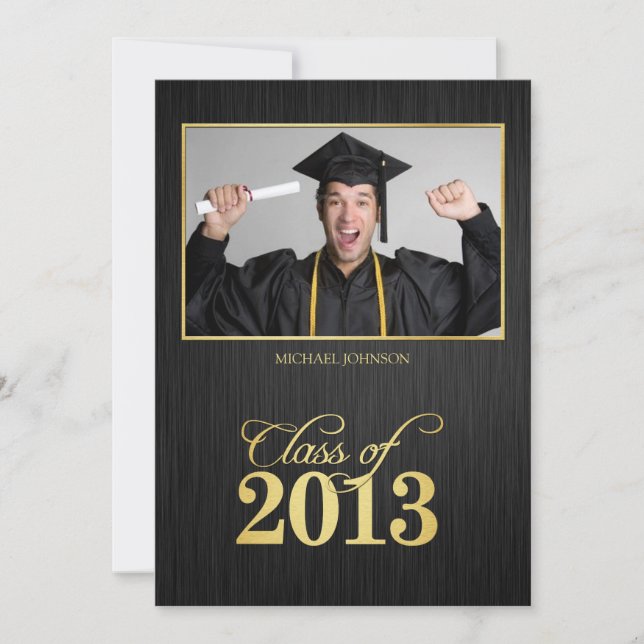 Elegante Schwarz-Gold-Klasse 2013 Abschluss Einladung (Vorderseite)