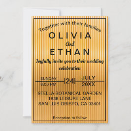 Elegante Schwarz-Gold-Klassik-Hochzeit Einladung