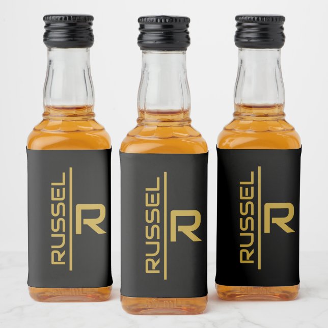 Elegante Schwarz-Gold-Personalisierte Trauzeugen Alkoholflaschenetikett (Flaschen)