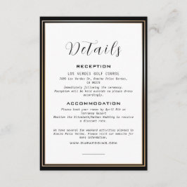 Elegante Schwarz-Gold-Rahmen-Hochzeitsdetails Begleitkarte