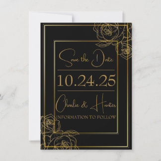 Elegante Schwarz-Gold-Save the Date-Karte Save The Date
