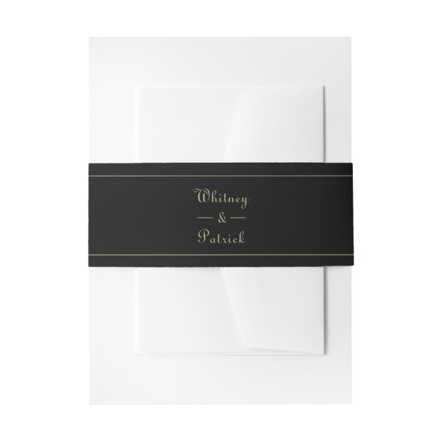 Elegante Schwarz-Gold-Script-Einladung Einladungsbanderole (Vorderseite Beispiel)