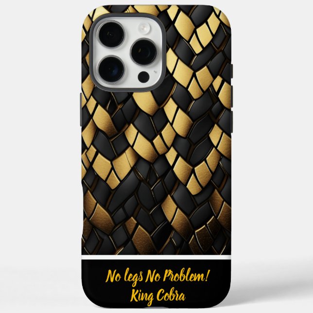 Elegante Schwarz-Gold-Snakeskin-Muster Textur iPhone 16 Pro Max Hülle (Rückseite)