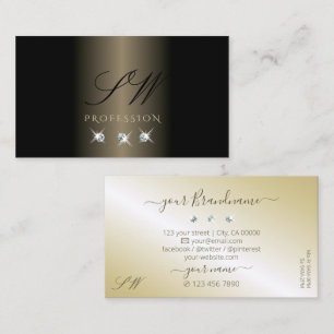 Elegante Schwarz-Gold-Sparkling-Diamanten-Initiati Visitenkarte