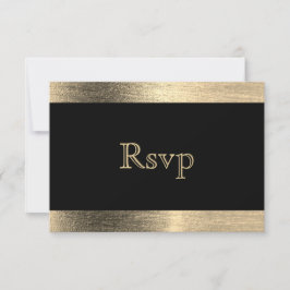 Elegante Schwarz-Gold-Starlights Hochzeit - UAWG RSVP Karte