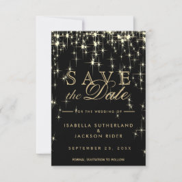 Elegante Schwarz-Gold-Starlights - Save the Date