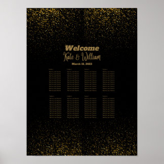 Elegante Schwarz-Gold-Tischanordnung Poster