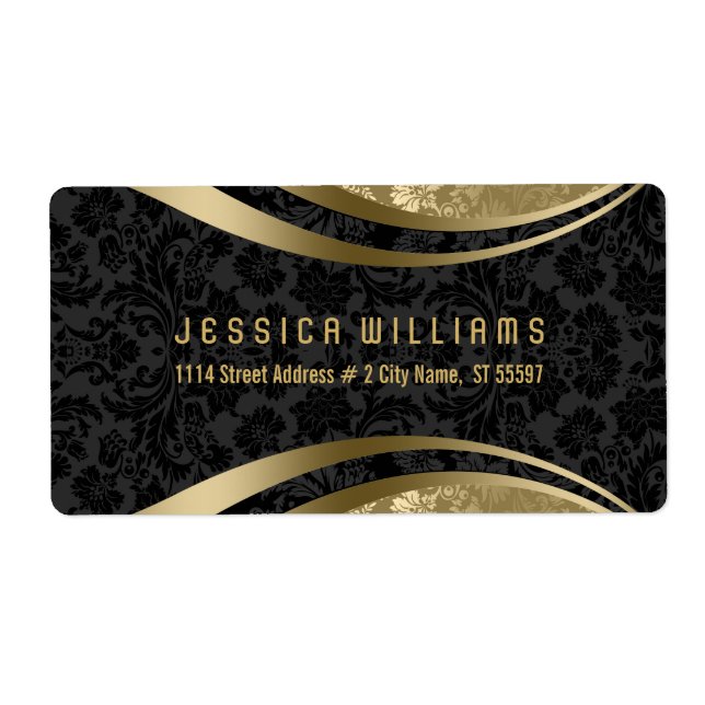 Elegante Schwarz-Gold-Töne Vintage Blumendüsterkat (Vorne)