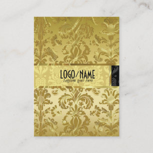Elegante Schwarz/Gold Vintage Blütendörfchen Visitenkarte
