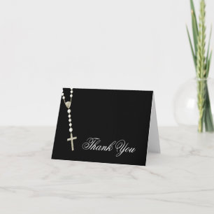 Elegante schwarz‑goldene Rosenkranz‑Dankeskarten Dankeskarte