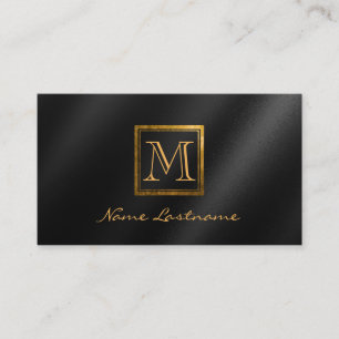 Elegante Schwarz Gradient Square Gold Monogram Not Visitenkarte