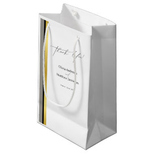 Elegante Schwarz-Grau-Streifen Typografie Hochzeit Kleine Geschenktüte
