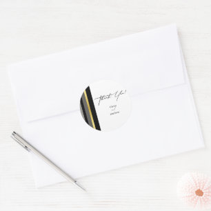 Elegante Schwarz-Grau-Streifen Typografie Hochzeit Runder Aufkleber