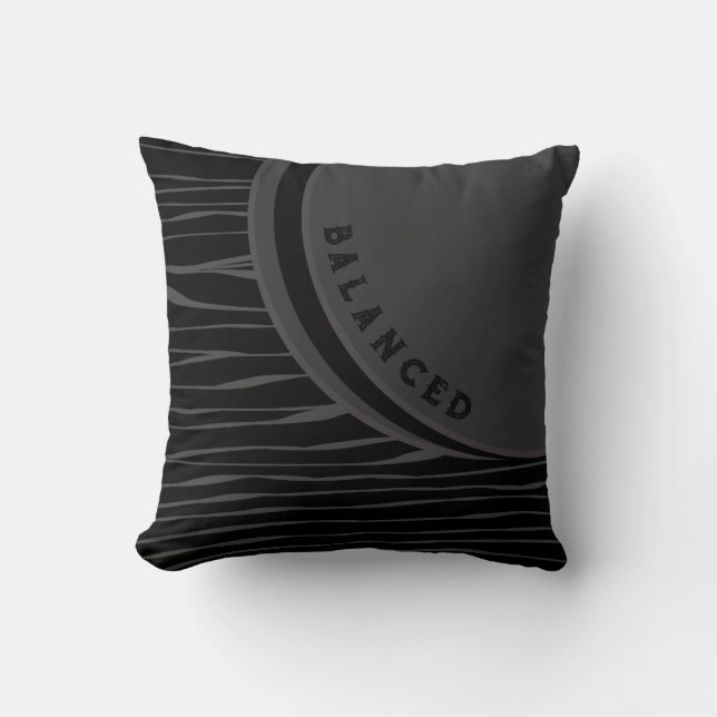 Elegante Schwarz Graue Abstrakte Typografie ausgew Kissen (Vorderseite)