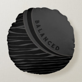 Elegante Schwarz Graue Abstrakte Typografie ausgew Rundes Kissen