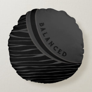 Elegante Schwarz Graue Abstrakte Typografie ausgew Rundes Kissen