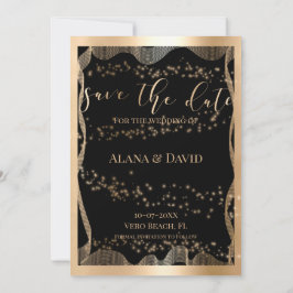 Elegante Schwarz-Kupfer-Folie Moderne Hochzeit Ankündigung