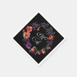 Elegante Schwarz-Lila Gastgeschenk Hochzeit Serviette