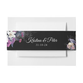 Elegante Schwarz Lila Gothic Bläserskulptur Hochze Einladungsbanderole