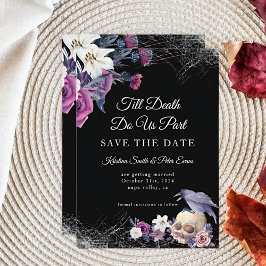 Elegante Schwarz Lila Gothic Bläserskulptur Hochze Save The Date
