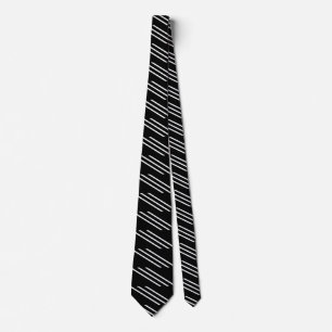 Elegante Schwarz mit 3 weißen Linien Krawatte