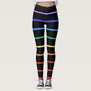 Elegante Schwarz-Rainbow-Farben Leggings