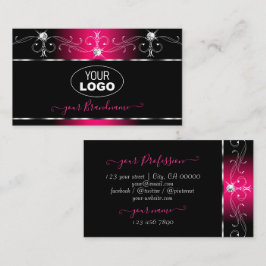 Elegante Schwarz-Rosa-Verzierte Sparkle-Juwelen mi Visitenkarte
