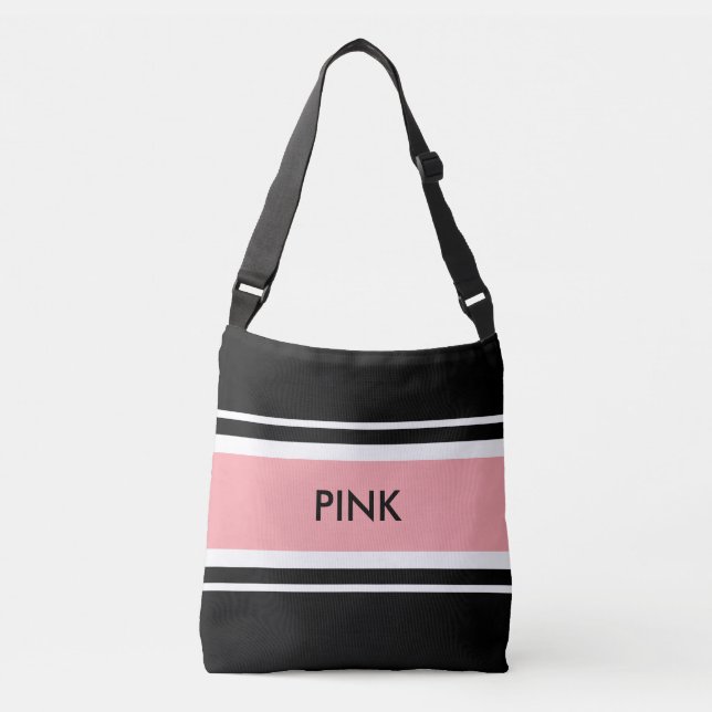 Elegante schwarz-rosa-weiße Tüte Tragetaschen Mit Langen Trägern (Vorderseite)