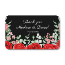 Elegante Schwarz-Rot-Flora-Hochzeit