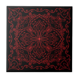 Elegante Schwarz Rote Blume Schmetterling Dekorati Fliese