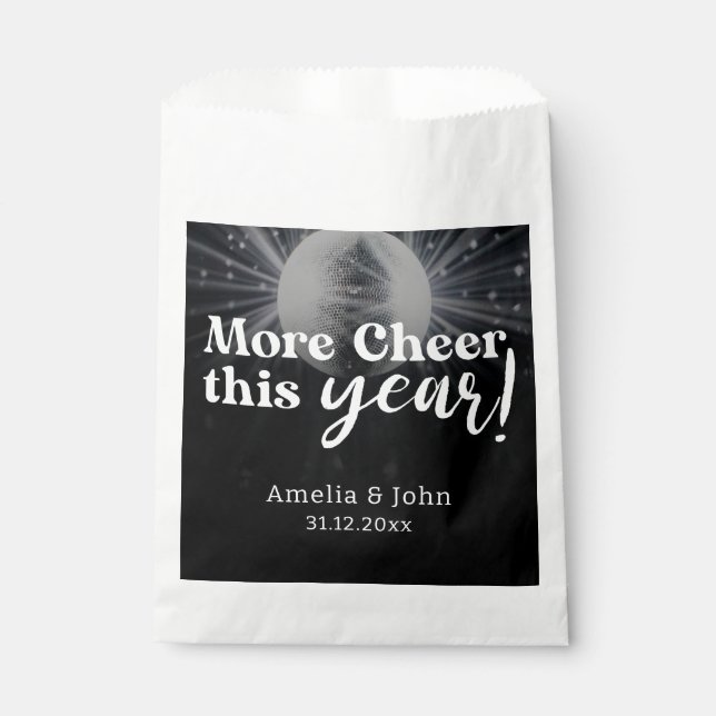 Elegante Schwarz-Silber-Silber-Silvester-Hochzeit Geschenktütchen (Vorderseite)