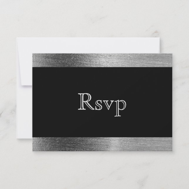 Elegante Schwarz-Silber-Starlights Hochzeit - UAWG RSVP Karte (Vorderseite)
