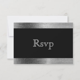 Elegante Schwarz-Silber-Starlights Hochzeit - UAWG RSVP Karte
