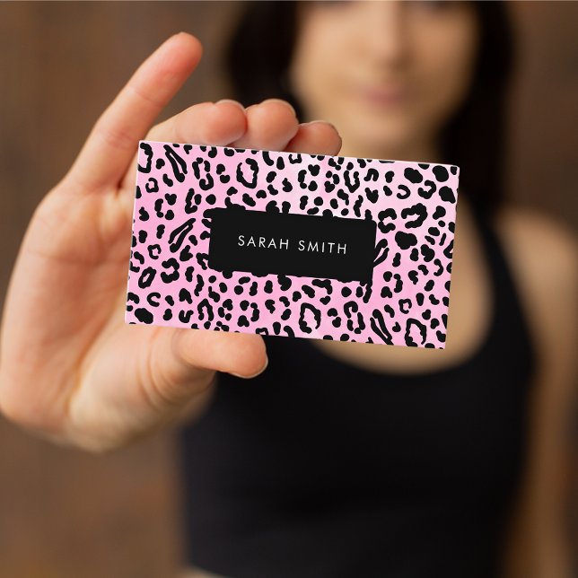 Elegante Schwarz-Tier-Print Beruflich Visitenkarte (Von Creator hochgeladen)