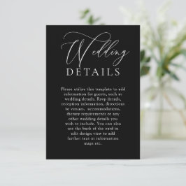 Elegante Schwarz-Timeless Moderne Hochzeiten Detai Begleitkarte