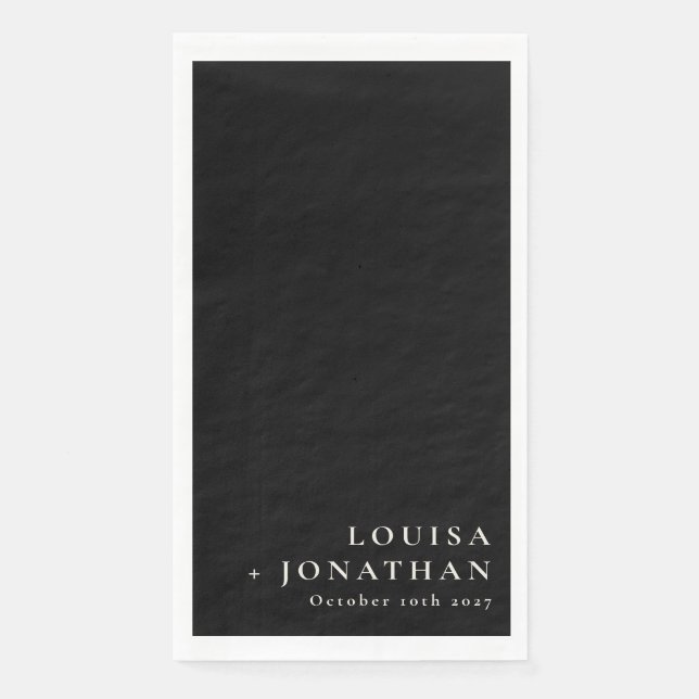 Elegante Schwarz Trendy Minimalistisch Chic Custom Serviette (Vorderseite)