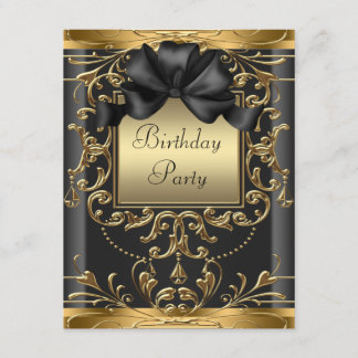 Elegante Schwarz und Gold Art Deco Einladung